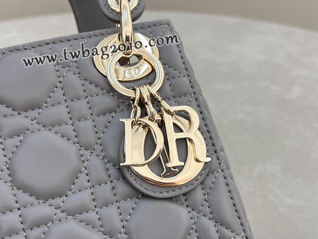 Dior专柜新款Lady女包迪奥高仿原单三格羊皮大象灰Classic Lady戴妃包 djfk1279